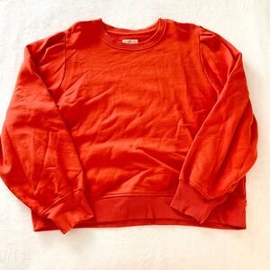 Molly Yeh Puff Sleeve Sweatshirt Women Size 2X Red Orange Cotton Fleece Pullover